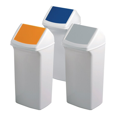 Recyclable afvalbak 40l H747xB320xD366mm wit grijs met deksel DURABLE