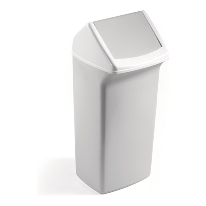 Recyclable afvalbak 40l H747xB320xD366mm wit grijs met deksel DURABLE