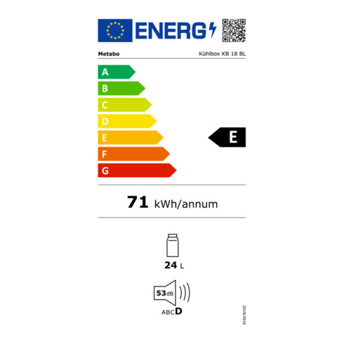 Refroidisseur de batterie Metabo KB 18 BL avec fonction de maintien au chaud ; boîte en carton