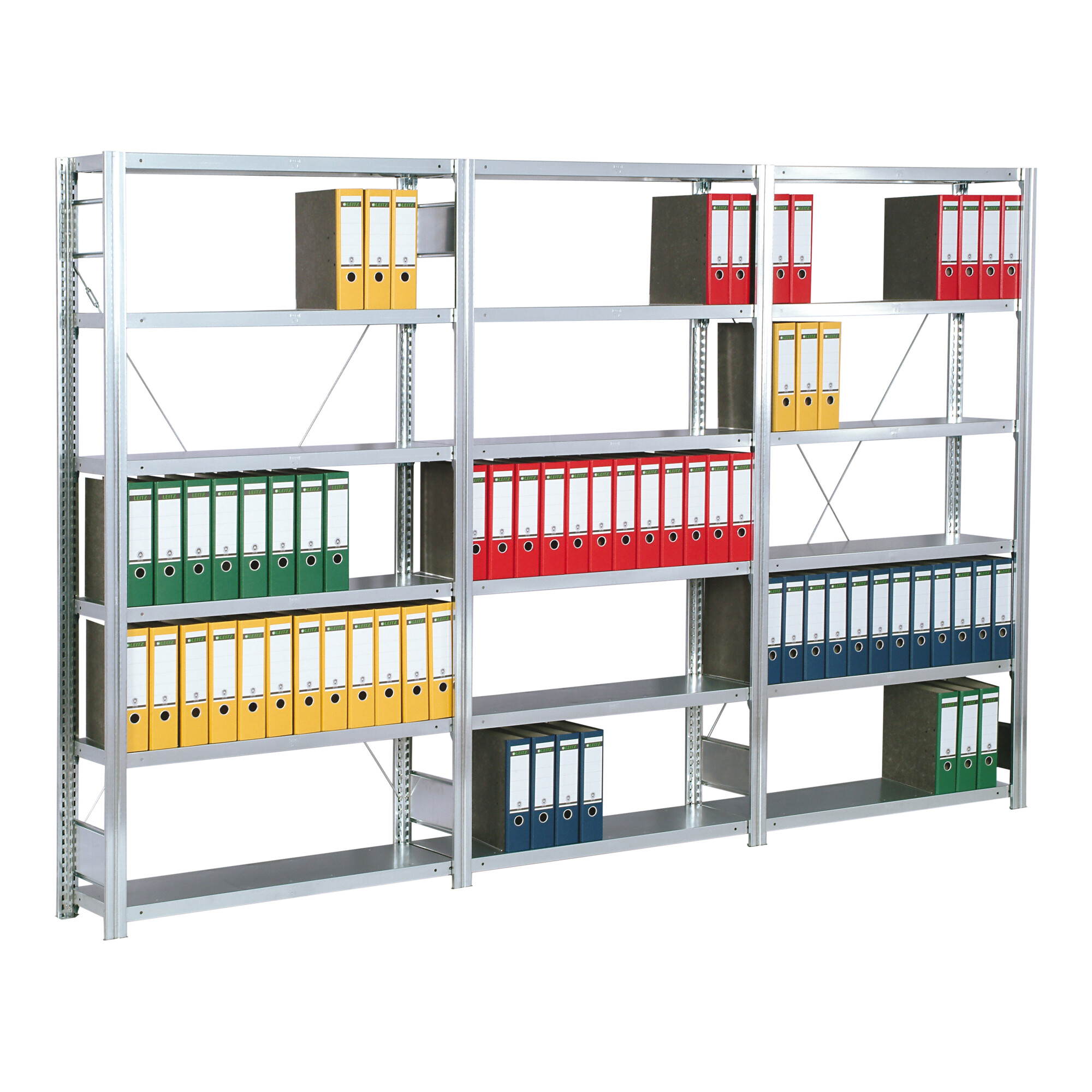Regalwerk BERT Büroregal Anbaufeld HxBxT 2000x875x300mm 6 Fachböden für 5 Ordner
