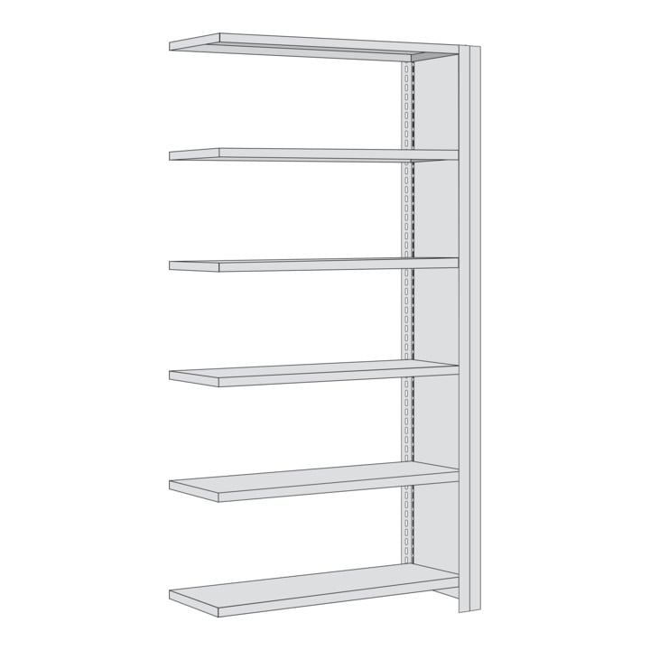 Regalwerk BERT Büroregal Anbaufeld HxBxT 2000x875x300mm Vollblech Seitenwand