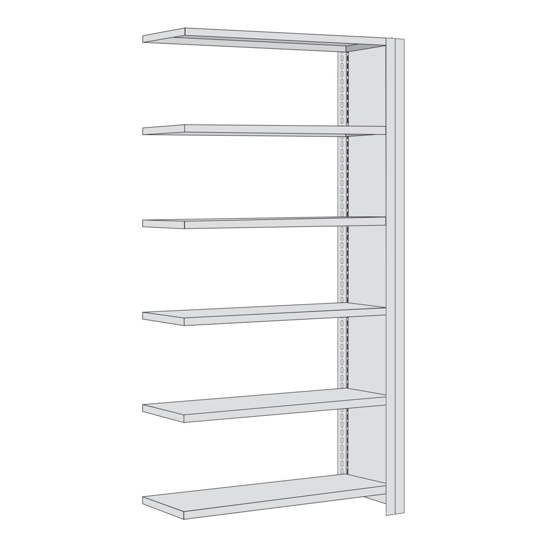Regalwerk BERT Büroregal Anbaufeld HxBxT 2000x875x300mm Vollblech Seitenwand