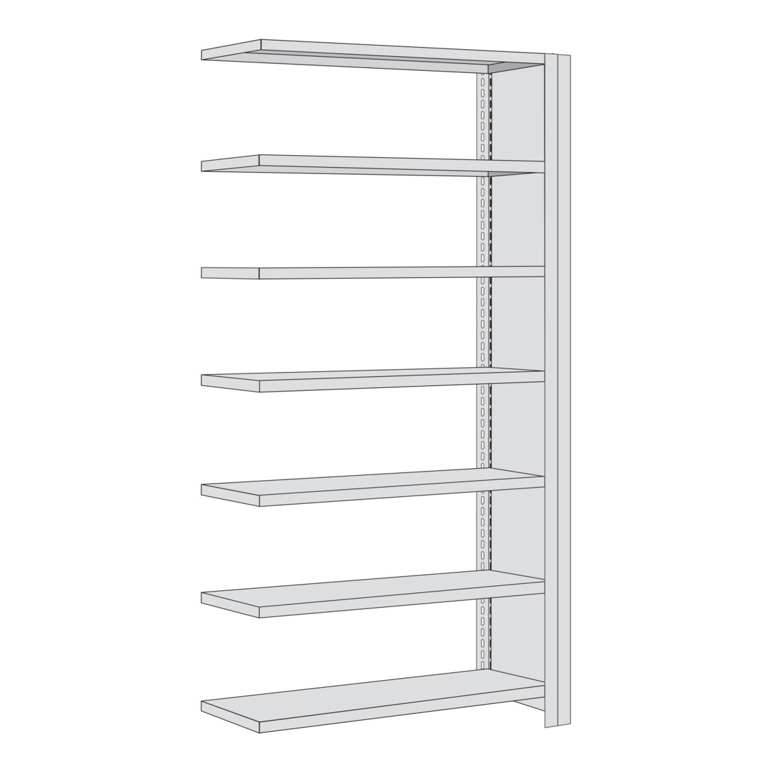 Regalwerk BERT Büroregal Anbaufeld HxBxT 2325x1285x300mm Vollblech Seitenwand