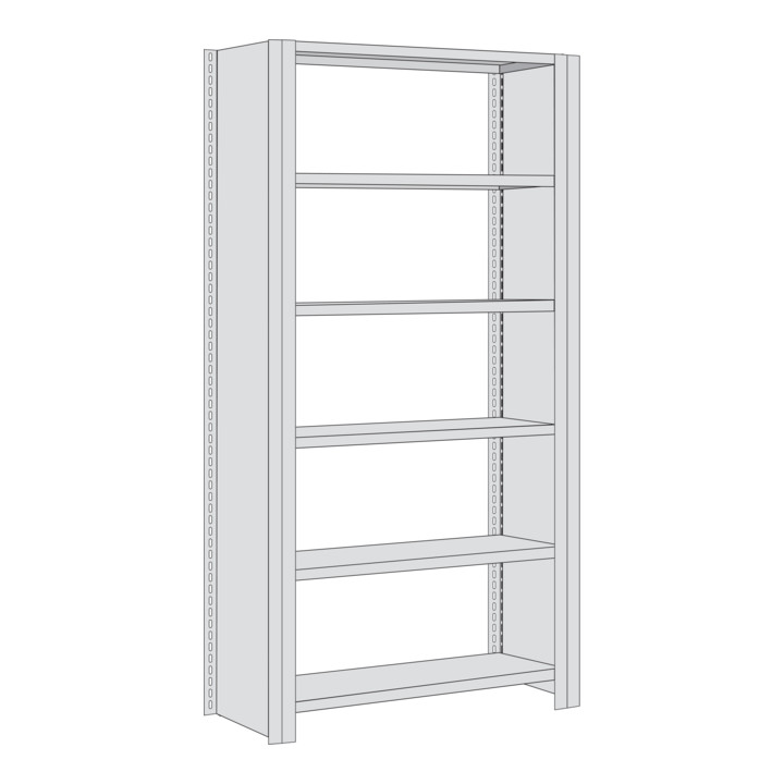 Regalwerk BERT Büroregal Grundfeld HxBxT 2000x1005x300mm Vollblech Seitenwand
