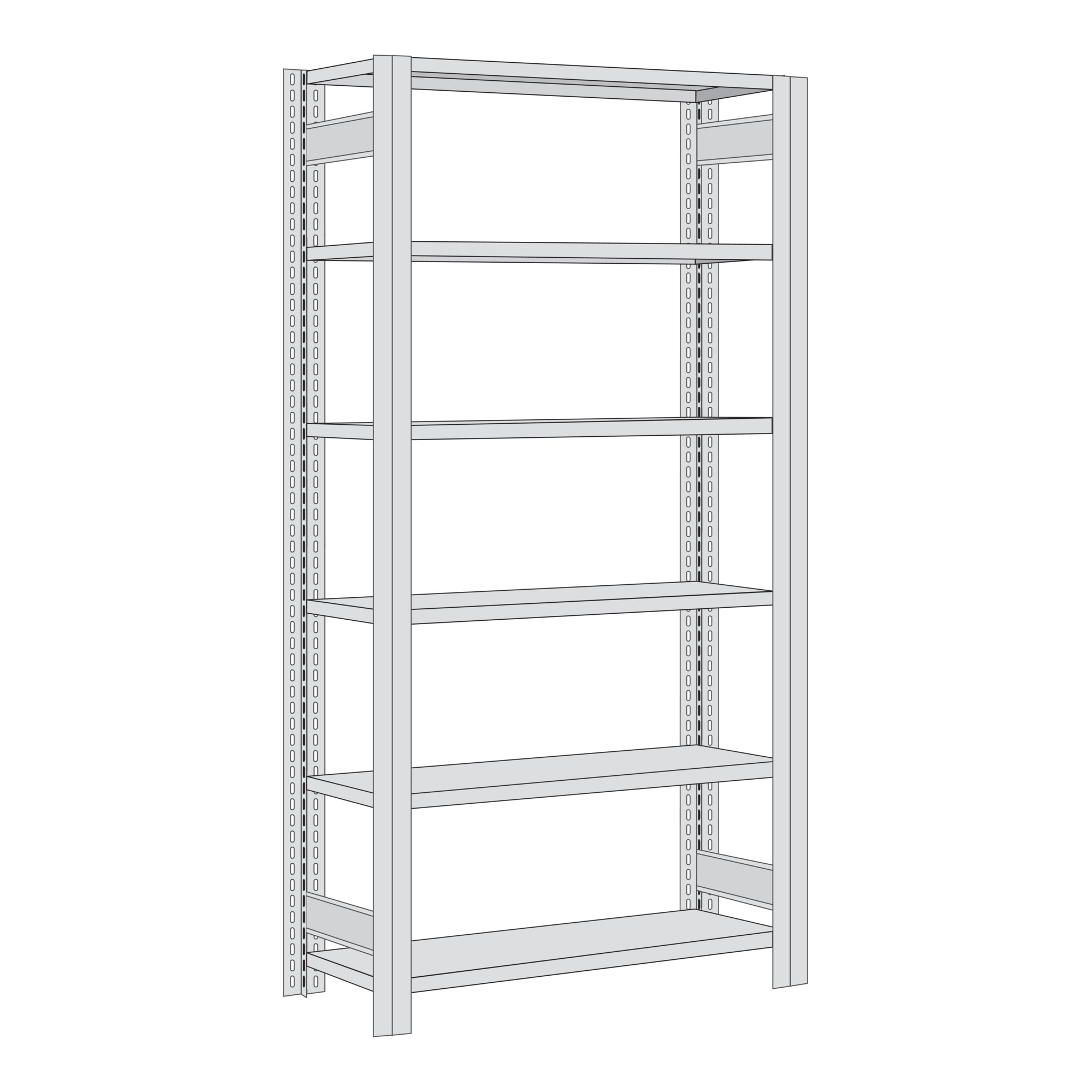 Regalwerk BERT Büroregal Grundfeld HxBxT 2000x1285x600mm 6 Fachböden für 5 Ordner
