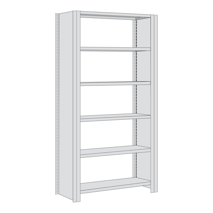 Regalwerk BERT Büroregal Grundfeld HxBxT 2000x875x300mm Vollblech Seitenwand