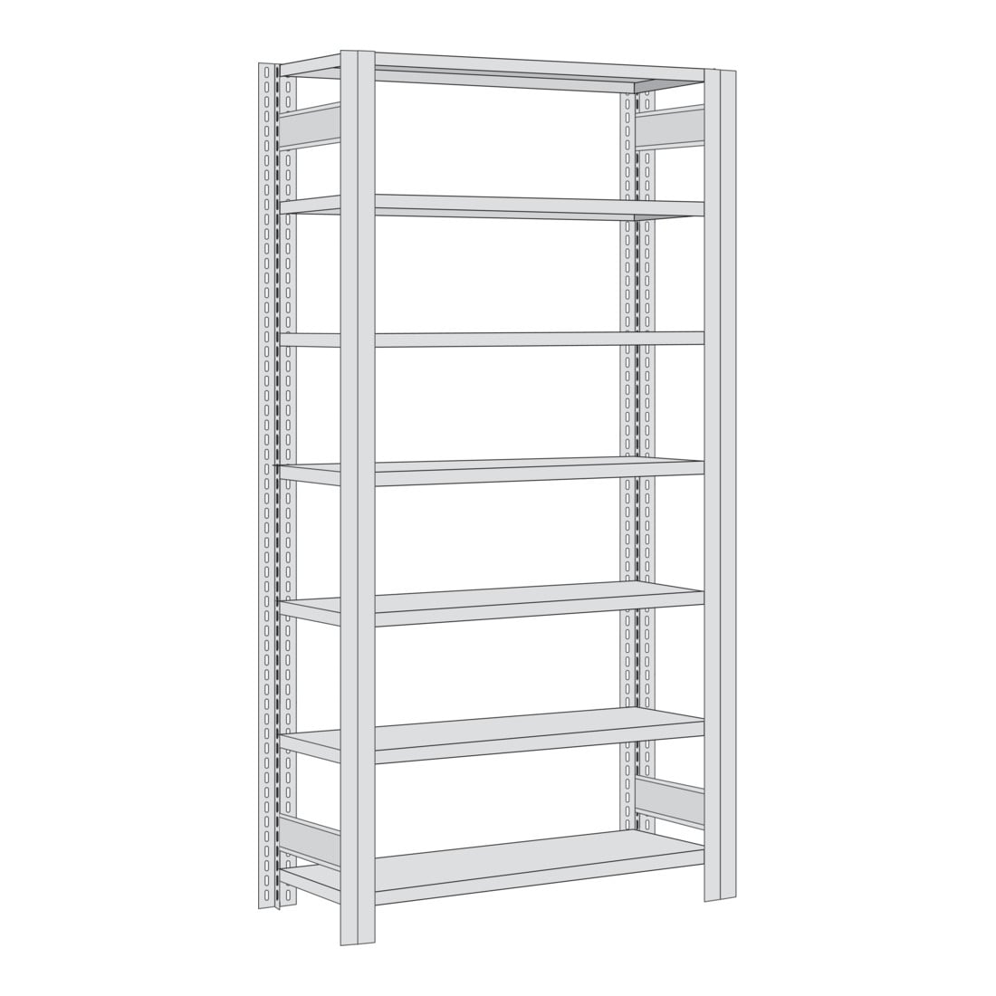 Regalwerk BERT Büroregal Grundfeld HxBxT 2325x1005x600mm 7 Fachböden für 6 Ordner