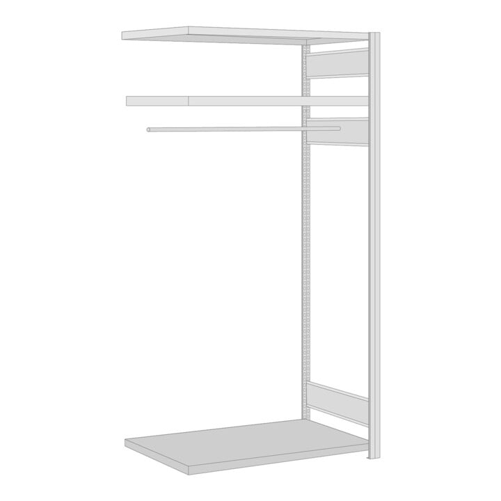 Regalwerk BERT-Garderobenregal Anbaufeld nicht erweiterbar HxBxT 2000x1005x600 mm verzinkt