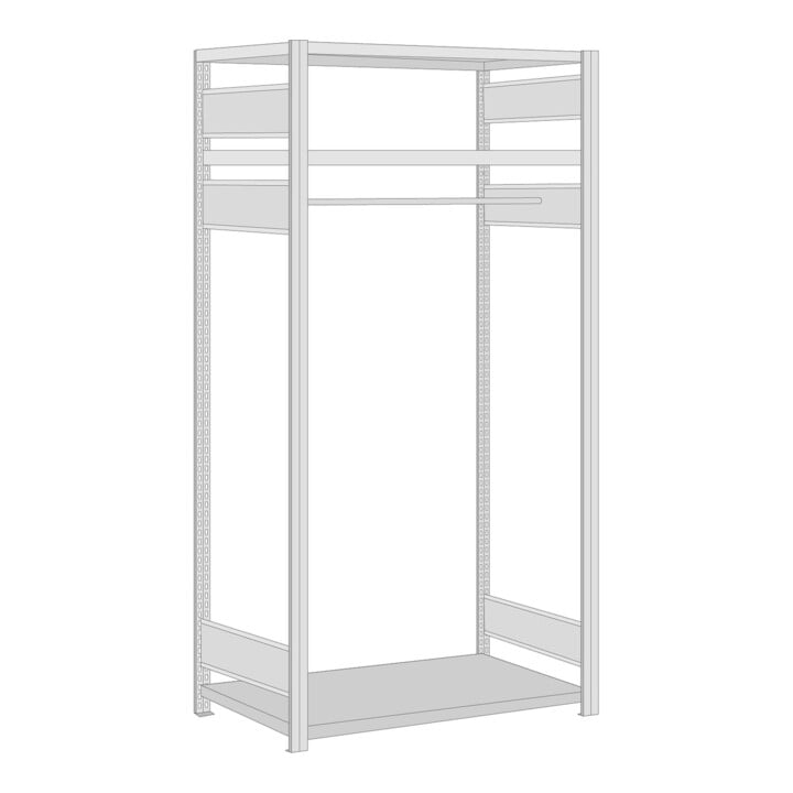 Regalwerk BERT-Garderobenregal Grundfeld erweiterbar HxBxT 2000x1005x600 mm verzinkt