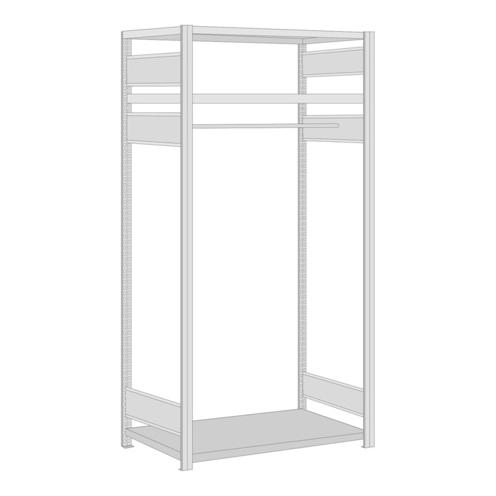 Regalwerk BERT-Garderobenregal Grundfeld nicht erweiterbar HxBxT 2000x1005x600 mm verzinkt