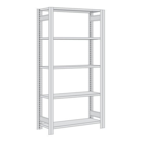 Regalwerk BERT-Großfachregal 350 kg - Grundfeld HxBxT 2000x1695x600mm 5 Fachböden-Ebenen mit 16mm Spanplatten, B3-60516-60