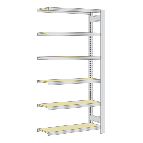 Regalwerk BERT Großfachregal Anbaufeld HxBxT 2500x1285x400mm