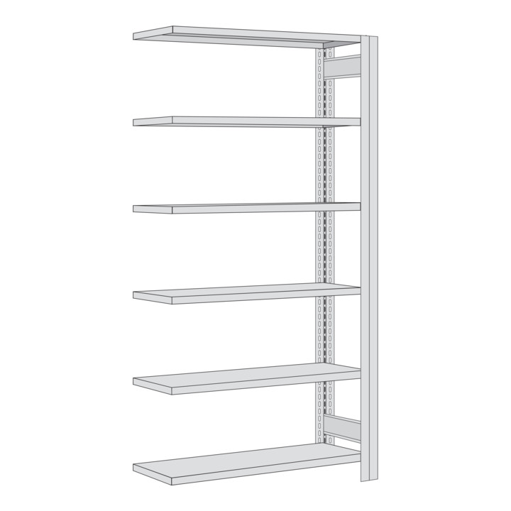 Regalwerk BERT Großfachregal Anbaufeld HxBxT 2500x875x500mm