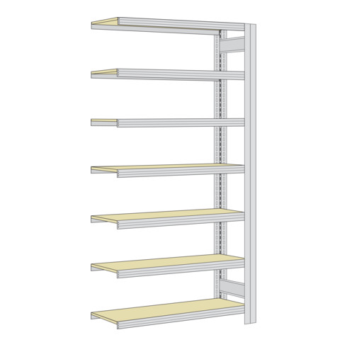 Regalwerk BERT Großfachregal Anbaufeld HxBxT 3000x875x500mm