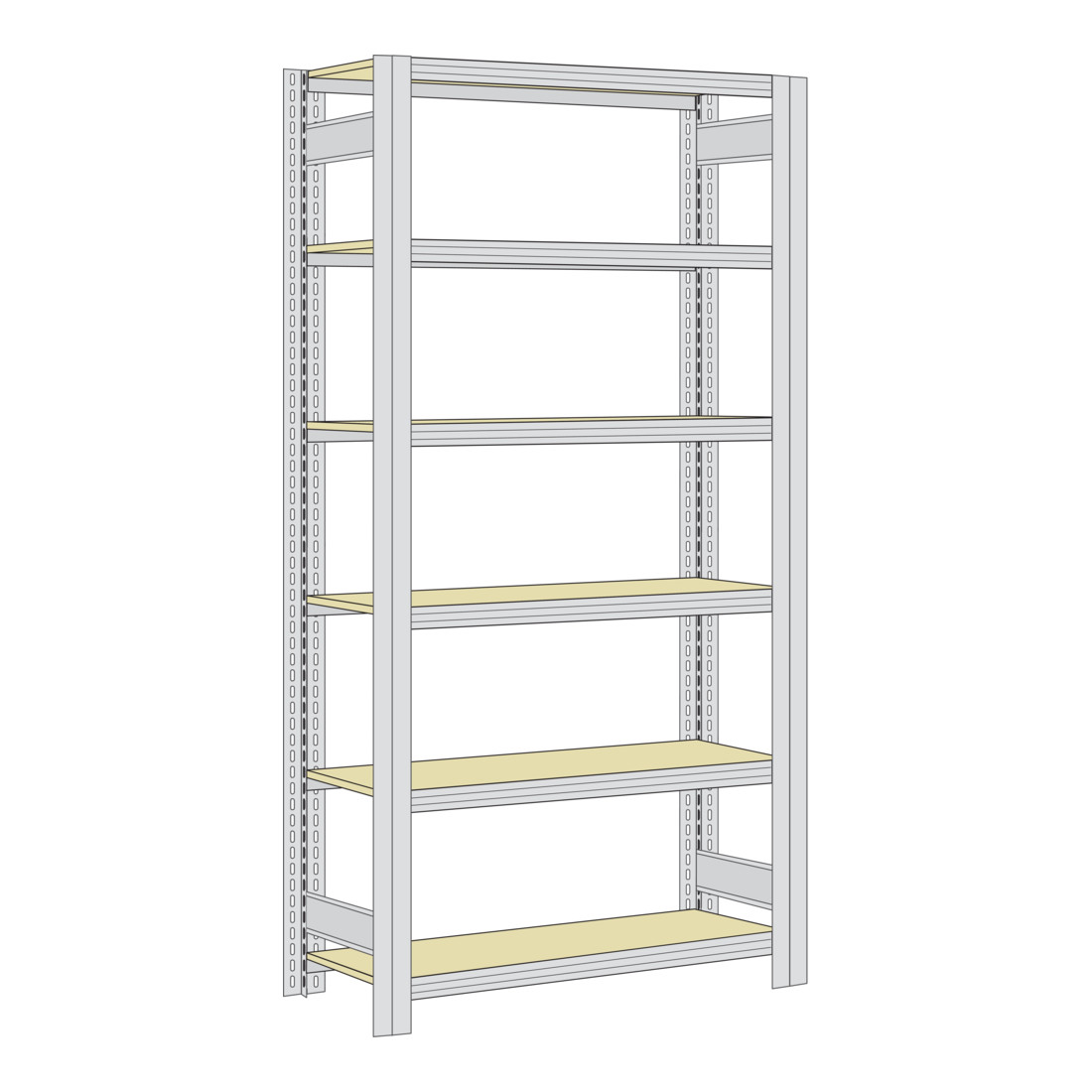Regalwerk BERT Großfachregal Grundfeld HxBxT 2500x1005x300mm