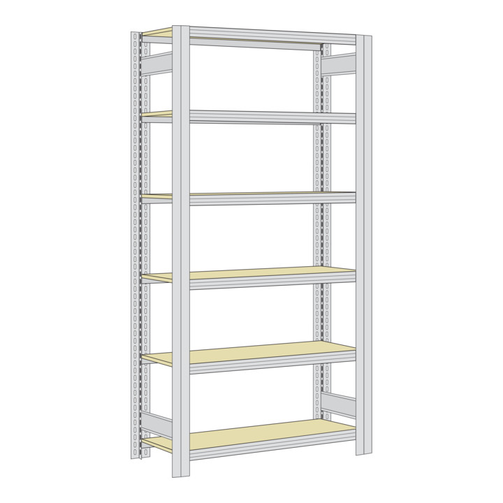 Regalwerk BERT Großfachregal Grundfeld HxBxT 2500x1285x300mm