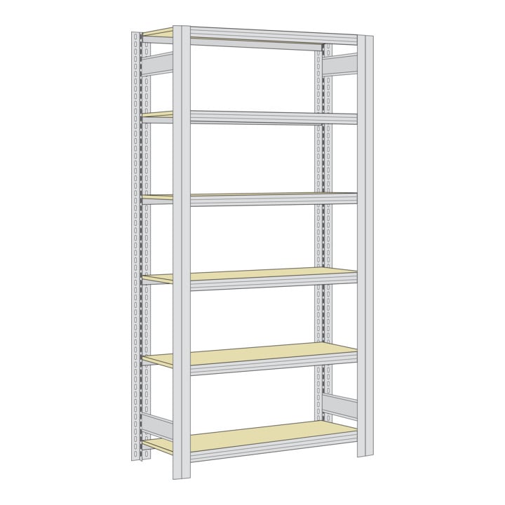 Regalwerk BERT Großfachregal Grundfeld HxBxT 2500x875x300mm