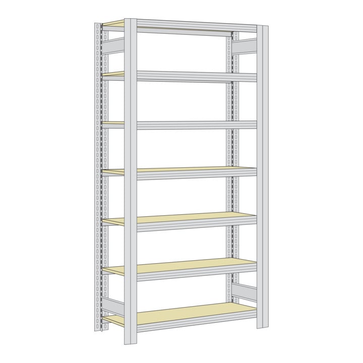 Regalwerk BERT Großfachregal Grundfeld HxBxT 3000x875x500mm