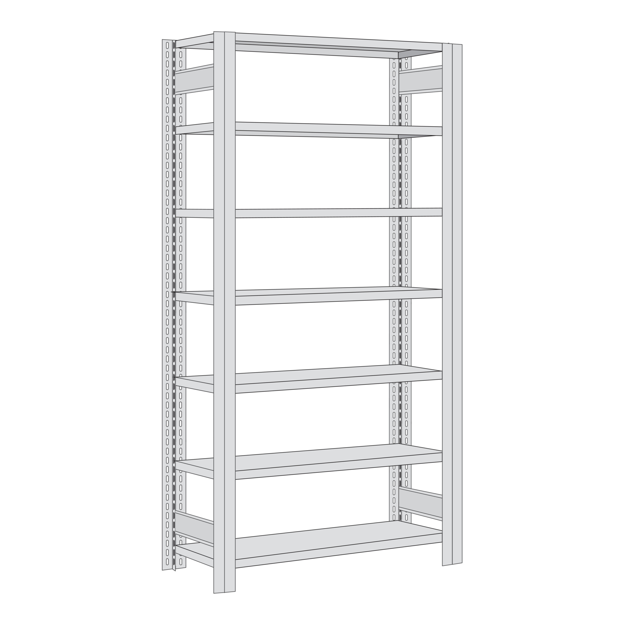 Regalwerk BERT Kanban-Regal Grundfeld 2 Regale hintereinander HxBxT 2000 x 1005 x 60