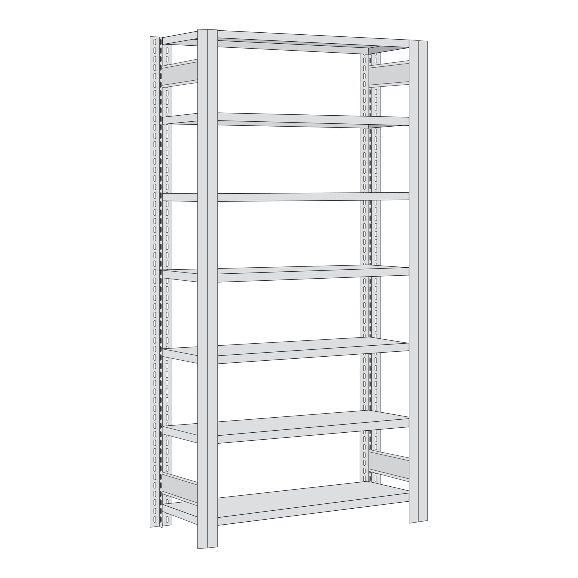 Regalwerk BERT Kanban-Regal Grundfeld 2 Regale hintereinander HxBxT 2000 x 1005 x 80
