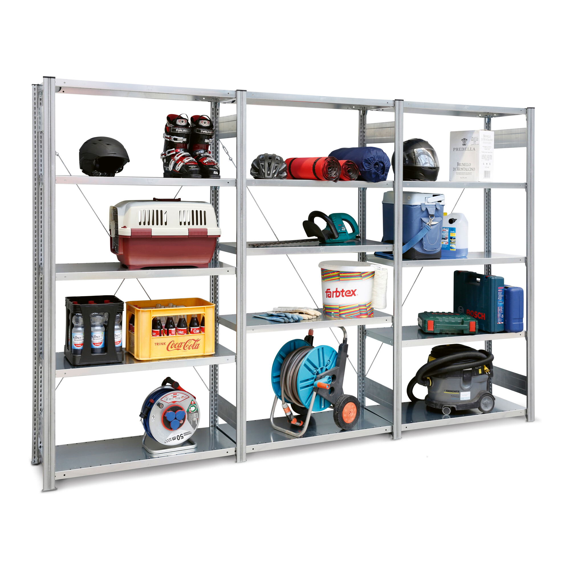 Regalwerk BERT-Kellerregal Grundfeld HxBxT 2000x1005x400 mm verzinkt mit 5 Fachböden