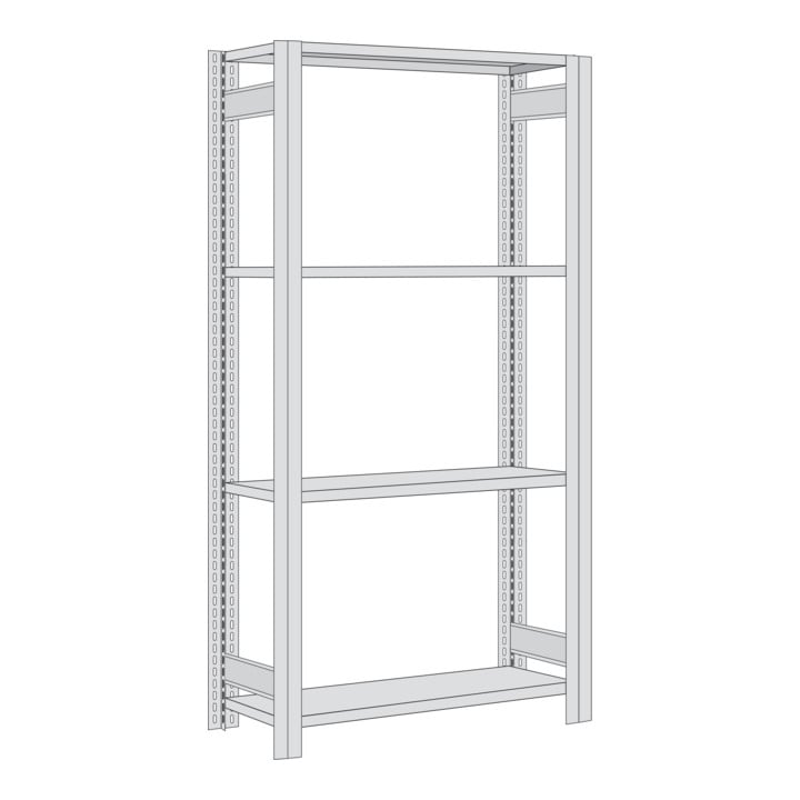 Regalwerk BERT Kleinteileregal Grundfeld HxBxT 2000x875x400mm