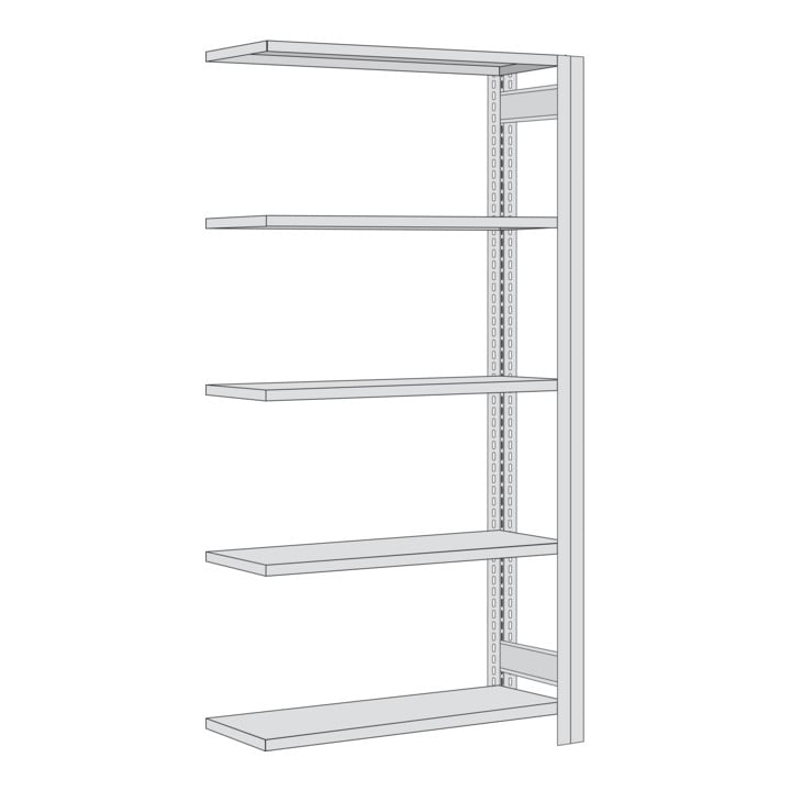 Regalwerk BERT Lagerregal Anbaufeld HxBxT 2000x1005x500mm 5 Fachböden Fachlast 350kg