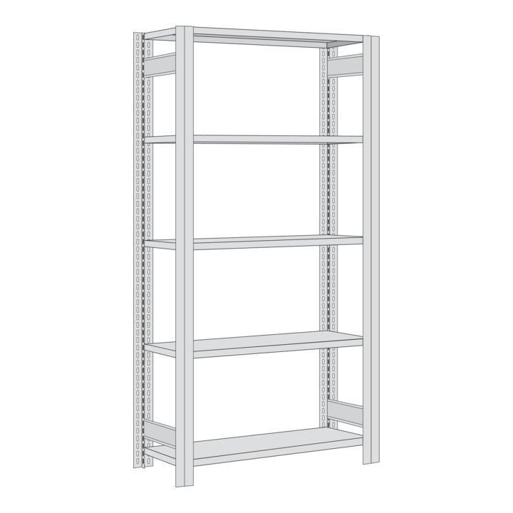 Regalwerk BERT Lagerregal Grundfeld HxBxT 2000x1285x300mm 5 Fachböden Fachlast 250kg