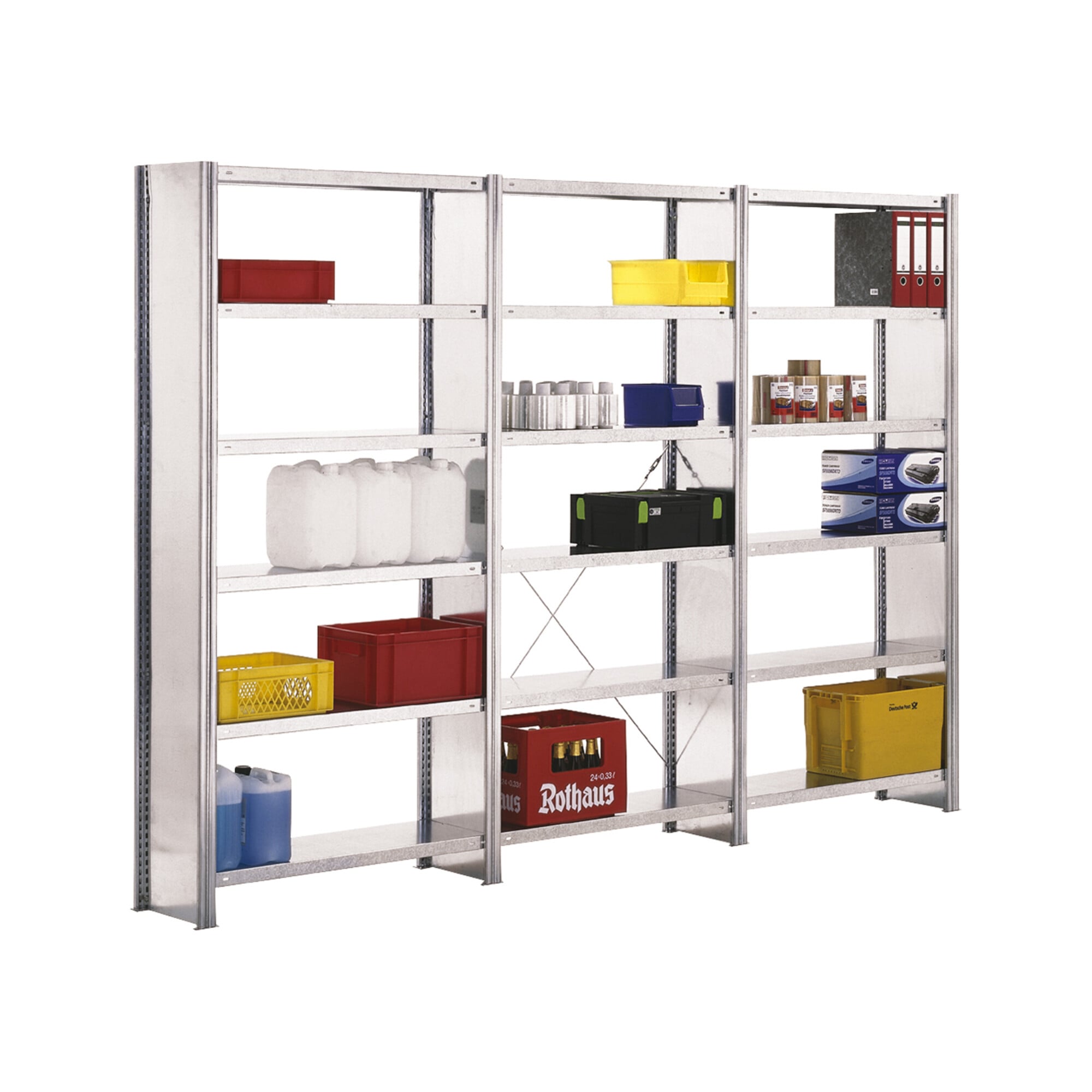 Regalwerk BERT-Lagerregal Seitenwand-Vollblech Anbaufeld HxBxT 3000x1285x600 mm verzinkt