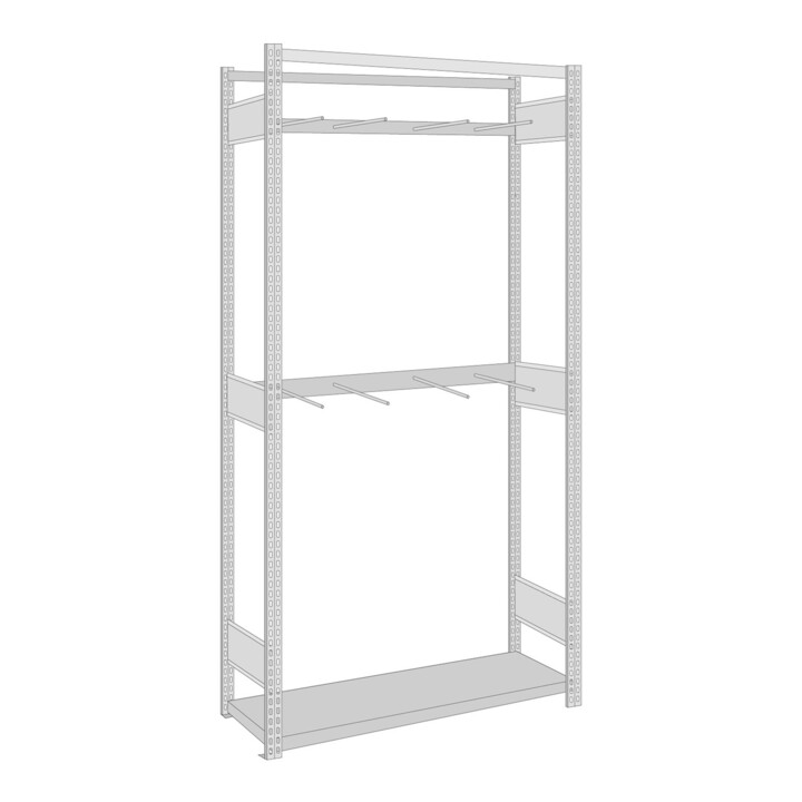 Regalwerk BERT-Langgutregal Grundfeld HxBxT 2000x1005x800 mm Stecksystem Stahlblech verzi.