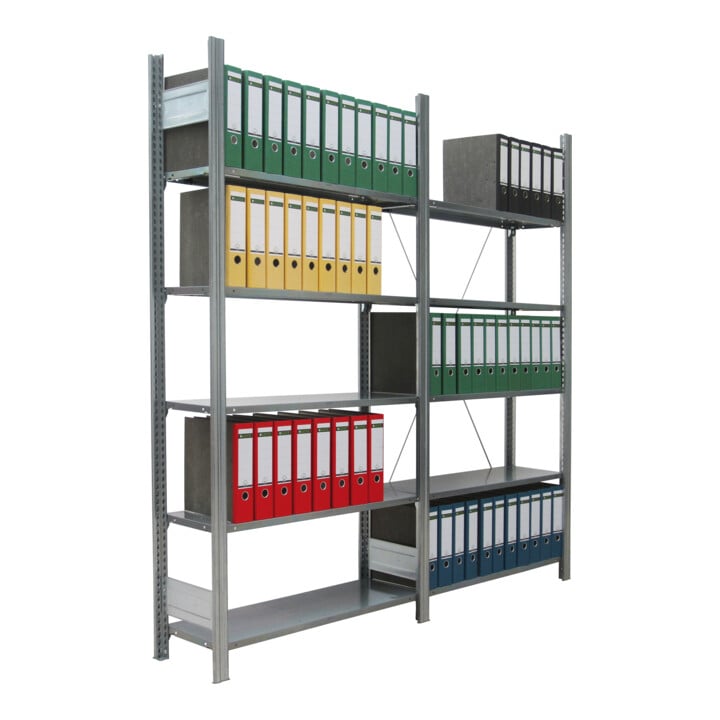 Regalwerk BERT Ordnerregal Anbaufeld HxBxT 2000x1005x600mm 5 Fachböden & 5 Ebenen