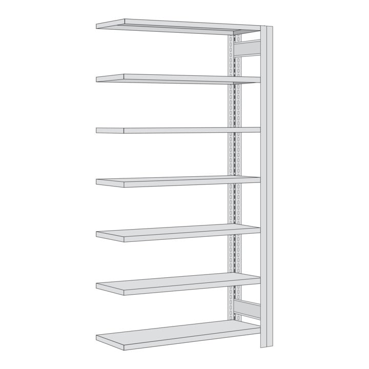 Regalwerk BERT Ordnerregal Anbaufeld HxBxT 2325x1005x300mm 7 Fachböden & 6 Ebenen