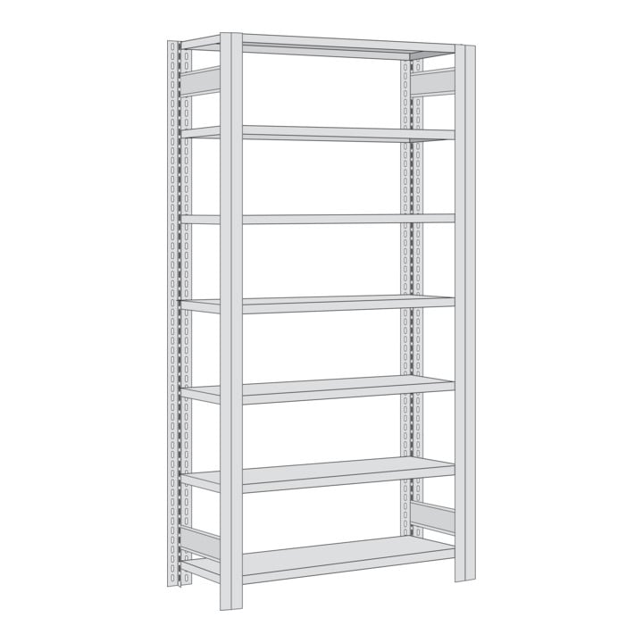 Regalwerk BERT Ordnerregal Grundfeld HxBxT 2325x875x300mm 7 Fachböden & 6 Ebenen