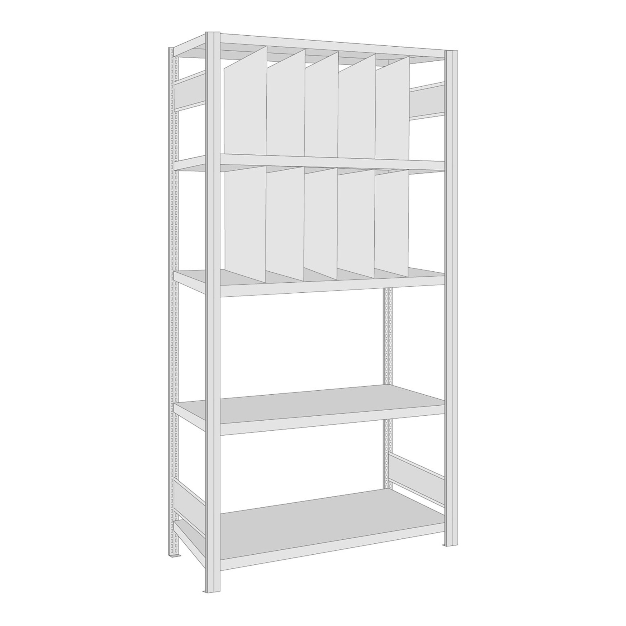 Regalwerk BERT-Regalmodul 4 Grundfeld HxBxT 2000x1005x500 mm Stecksystem Rahmen RAL 7035