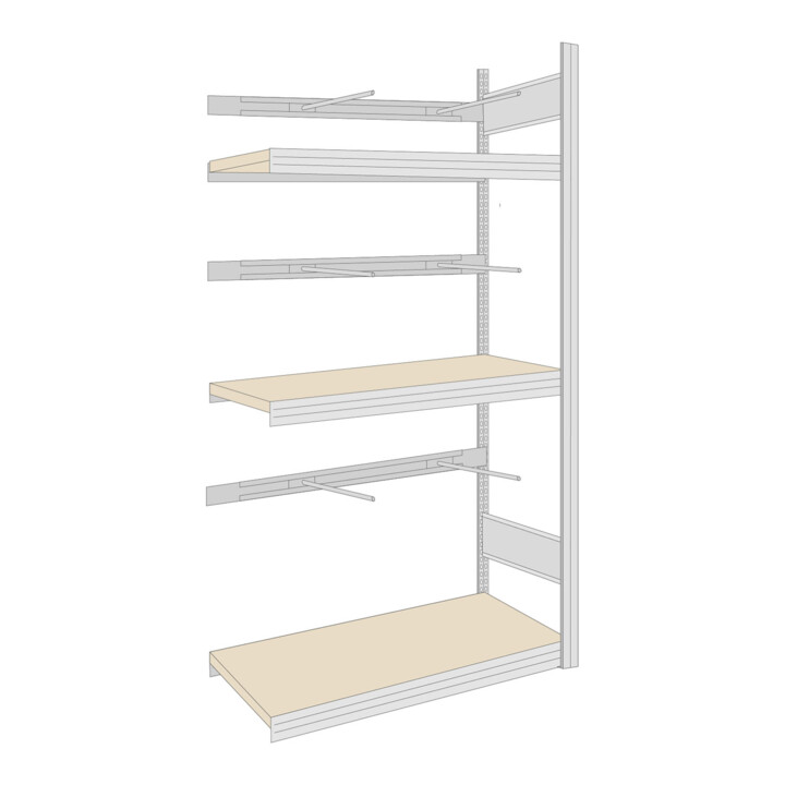 Regalwerk BERT-Schilderregal 250 kg Anbaufeld  Stecksystem verzinkt HxBxT 2000x1285x600 mm