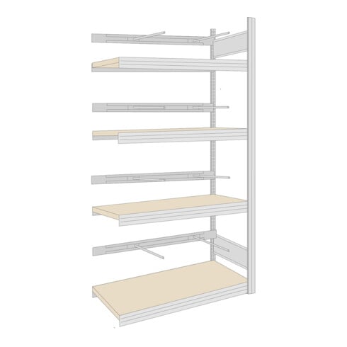 Regalwerk BERT-Schilderregal 250 kg Anbaufeld  Stecksystem verzinkt HxBxT 2500x1695x600 mm