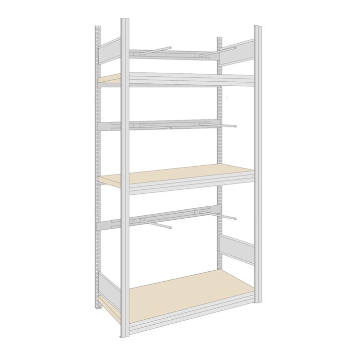Regalwerk BERT-Schilderregal 250 kg Grundfeld  Stecksystem verzinkt HxBxT 2000x875x600 mm
