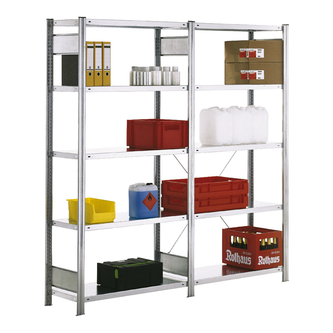 Regalwerk BERT-Standardregal Grundfeld HxBxT 2000x1285x400 mm Stecksystem RAL 7035