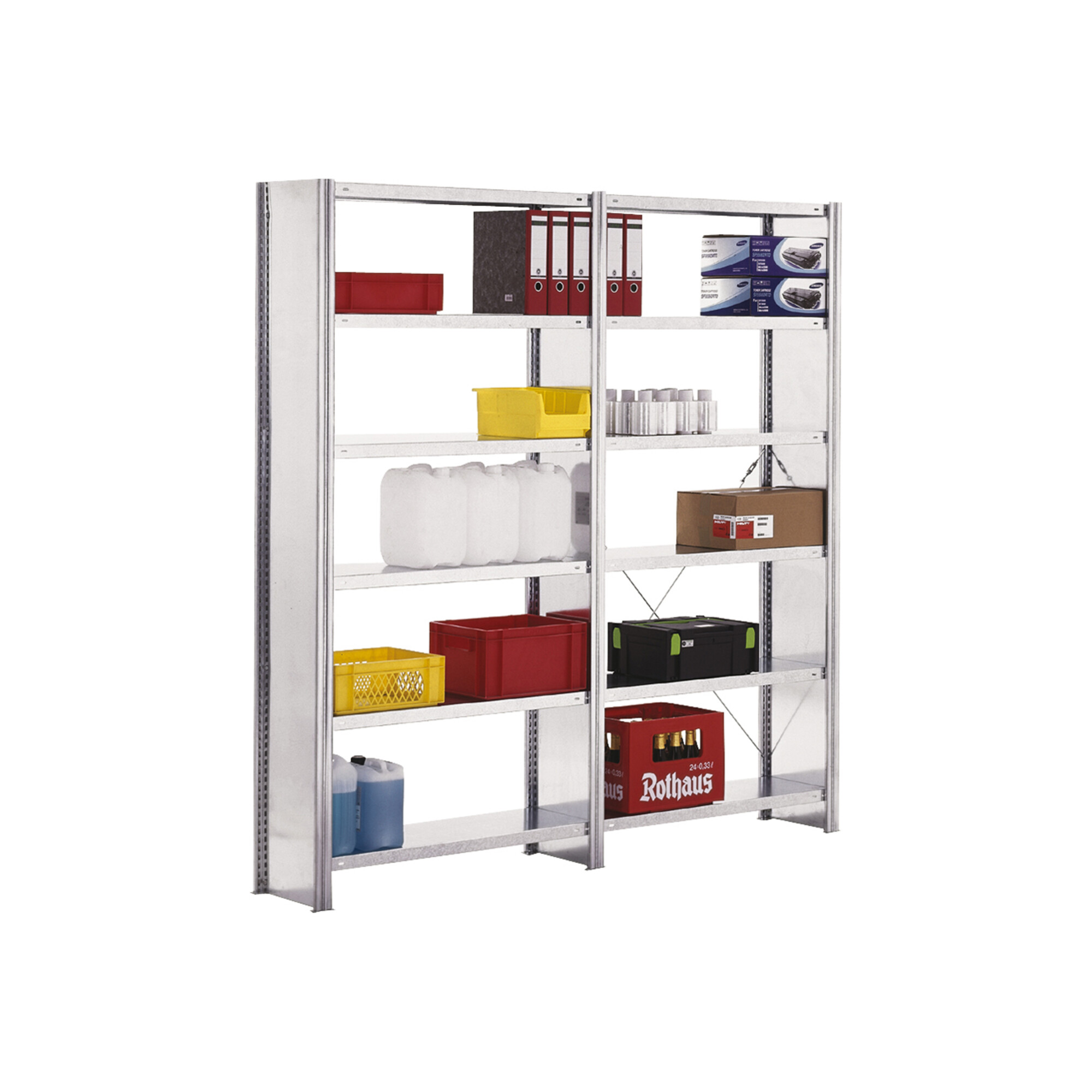 Regalwerk BERT-Standardregal Vollblech-Seitenwand Grundfeld HxBxT 3000x1285x500 mm verzi.