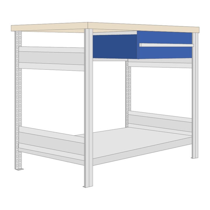 Regalwerk BERT-Werktisch Typ 1 HxBxT 880x1100x700 mm mit Hängeschublade