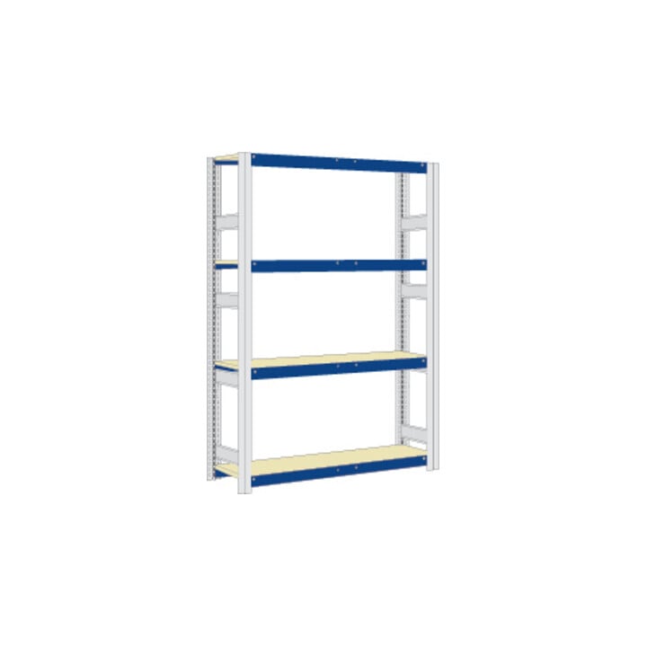 Regalwerk EMIL-Weitspannregal Holzpaneel Grundfeld HxBxT 2000x2010x400 mm 4 Ebenen RAL5010
