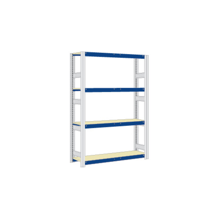 Regalwerk EMIL-Weitspannregal Holzpaneel Grundfeld HxBxT 3000x2010x500 mm 4 Ebenen RAL5010