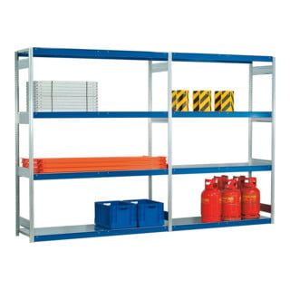 Regalwerk EMIL-Weitspannregal Stahlpaneel Anbaufeld HxBxT 2000x1750x800mm mit 4 Fachebenen