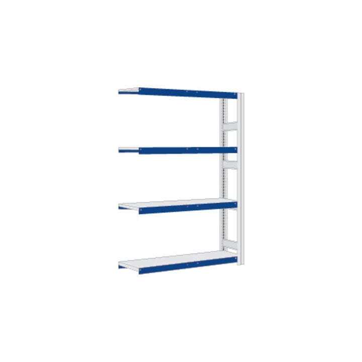 Regalwerk EMIL-Weitspannregal Stahlpaneel Anbaufeld HxBxT 2500x1750x800mm mit 4 Fachebenen