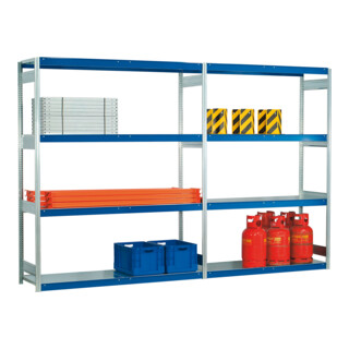 Regalwerk EMIL-Weitspannregal Stahlpaneel Grundfeld HxBxT 2000x2010x400mm mit 4 Fachebenen