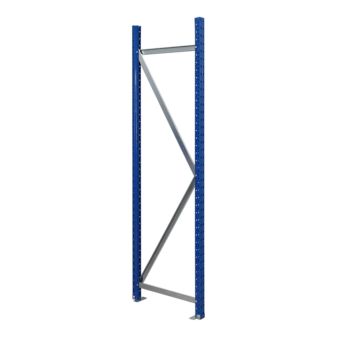 Regalwerk EMMA-Rahmen HxT 3000x800 mm Ständerprofil RAL 5010 Ausfachung verzinkt