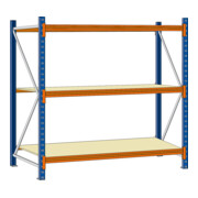 Regalwerk EMMA Weitspannregal Holzeinlage Grundfeld HxBxT 2000x1850x1000 mm Rahmen RAL 5010-3