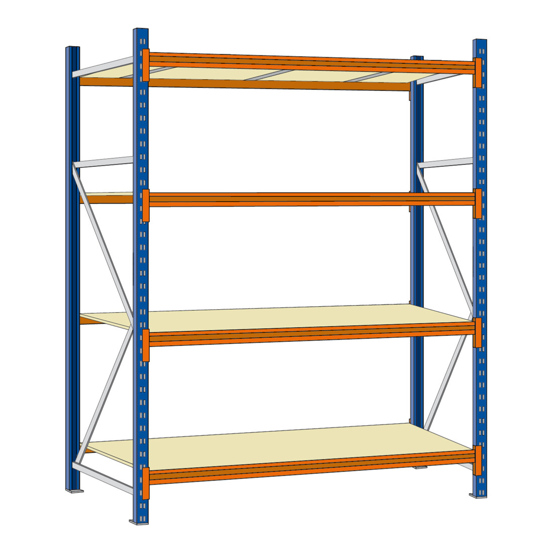 Regalwerk EMMA Weitspannregal Holzeinlage Grundfeld HxBxT 2500x1500x1000 mm Rahmen RAL 5010