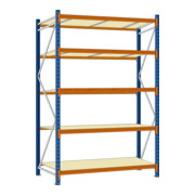 Regalwerk EMMA Weitspannregal Holzeinlage Grundfeld HxBxT 3000x1850x600 mm Rahmen RAL 5010-3