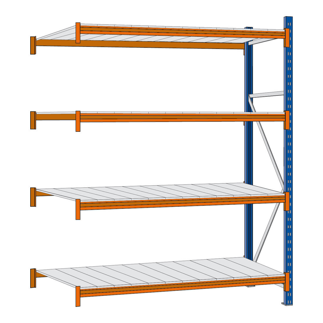 Regalwerk EMMA-Weitspannregal Stahleinlage Anbaufeld HxBxT 2500x1850x1000 mm Rahmen RAL 5010